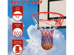 Aro de baloncesto de repuesto, para montaje en pared o puerta, acero resistente, red de nailon, (58 x 50 x 10 cm)