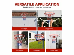 Aro de baloncesto de repuesto, para montaje en pared o puerta, acero resistente, red de nailon, (58 x 50 x 10 cm)
