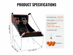 Hot Aro de Baloncesto Plegable, SucceBuy, Juego Arcade de Baloncesto Plegable para Interiores con Doble Tiro para 2 Jugadores y 5 Pelotas Cesta De Baloncesto