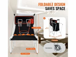 Hot Aro de Baloncesto Plegable, SucceBuy, Juego Arcade de Baloncesto Plegable para Interiores con Doble Tiro para 2 Jugadores y 5 Pelotas Cesta De Baloncesto