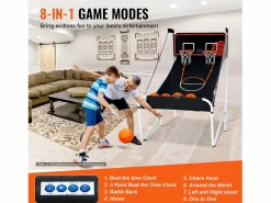 Hot Aro de Baloncesto Plegable, SucceBuy, Juego Arcade de Baloncesto Plegable para Interiores con Doble Tiro para 2 Jugadores y 5 Pelotas Cesta De Baloncesto
