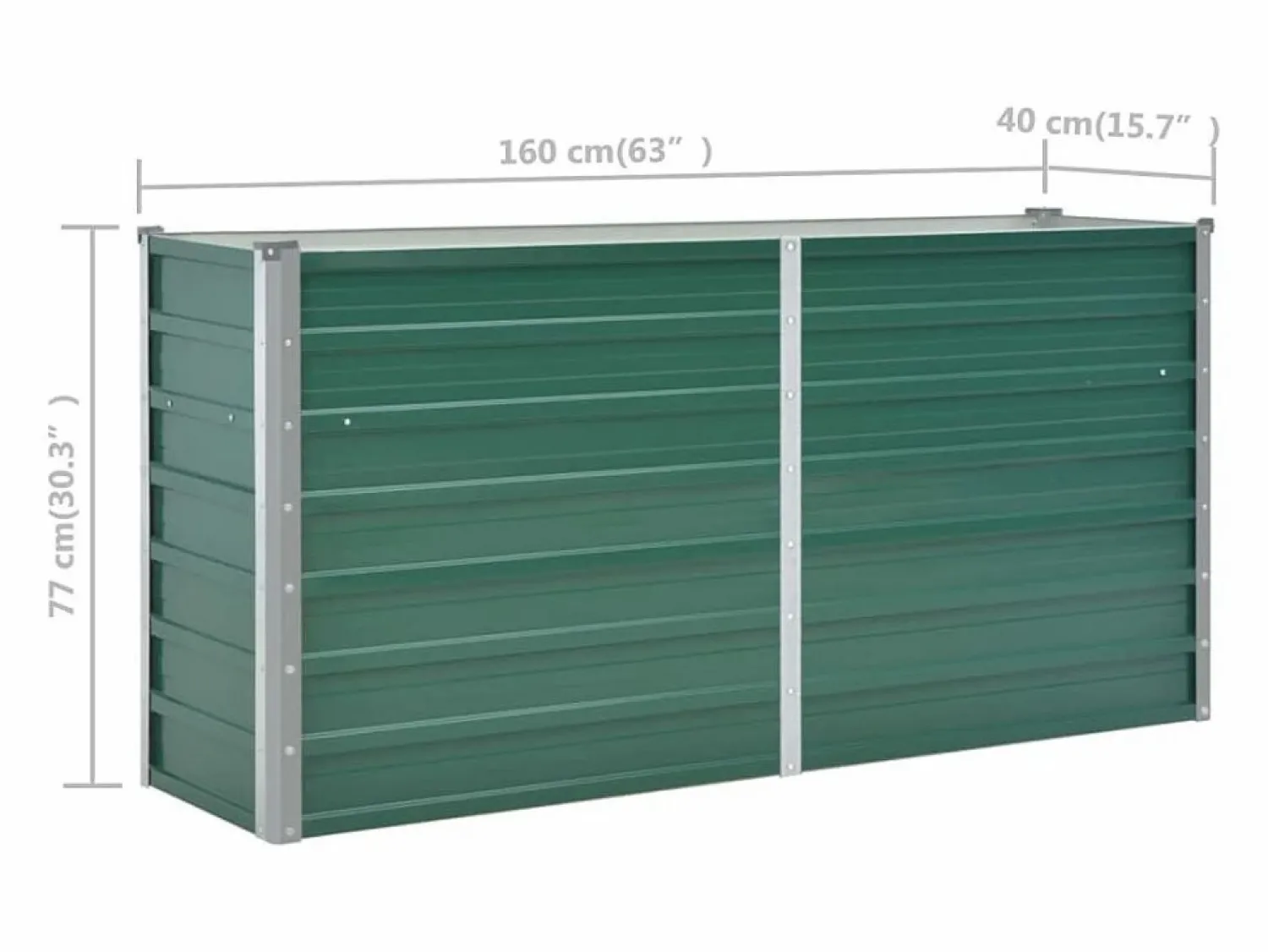 Clicnbuy Arriate de jardín de acero galvanizado 160x40x77 cm