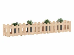 Clicnbuy Arriate elevado jardín con valla madera maciza pino 200x30x30cm