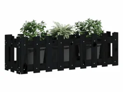 Clicnbuy Arriate elevado jardín con valla madera pino 100x30x30cm Negro