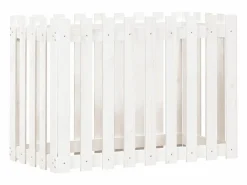 Clicnbuy Arriate elevado jardín con valla madera pino 100x50x70cm Blanco