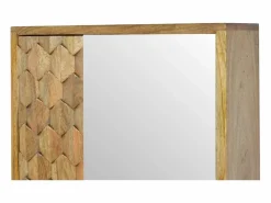 Artisan Furniture Armario de madera maciza con espejo tallado en forma de piña. Mueble De Pared Para Baño
