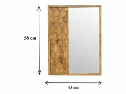 Artisan Furniture Armario de madera maciza con espejo tallado en forma de piña. Mueble De Pared Para Baño