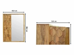 Artisan Furniture Armario de madera maciza con espejo tallado en forma de piña. Mueble De Pared Para Baño