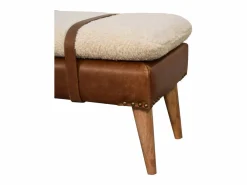 Hot Artisan Furniture Banco de madera maciza de cuero de búfalo rizado. Marru00f3n