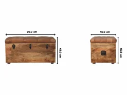 Sale Artisan Furniture Madera maciza Baúl de almacenamiento estilo roble con piel de búfalo Baúl Y Arcón|Accesorios De Almacenaje