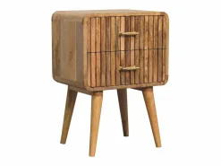 Sale Artisan Furniture Mesita de noche acanalada con barra en T de madera maciza Marru00f3n