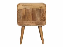 Sale Artisan Furniture Mesita de noche acanalada con barra en T de madera maciza Marru00f3n