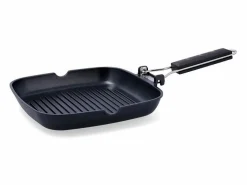 Clearance Asador Ebano Quid con asa plegable aluminio fundido 28 cm Negro