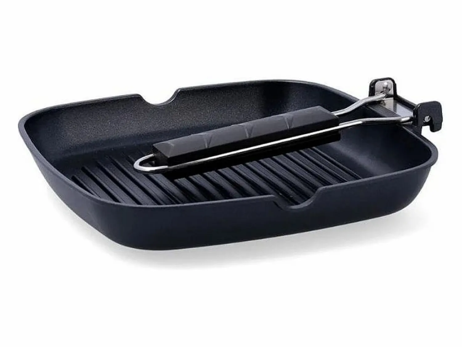 Hot Asador Ebano Quid con asa plegable aluminio fundido 24 cm Plancha Cocina