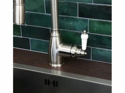 Essebagno Ascott Mezclador para fregadero con ducha extraíble, estilo acero inoxidable