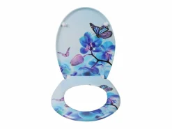 Helloshop26 Asiento de inodoro con descenso automático en duroplástico con estampado de mariposas - morado 19_0000694