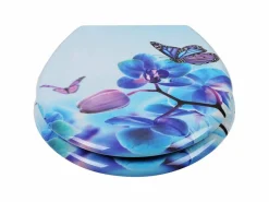 Helloshop26 Asiento de inodoro con descenso automático en duroplástico con estampado de mariposas - morado 19_0000694