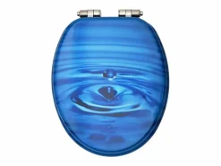 New Helloshop26 Asiento de inodoro con tapa de cierre suave MDF gotas de agua 02_0002934 Azul