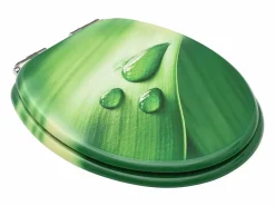 Best Helloshop26 Asiento de inodoro con tapa de cierre suave MDF con gotas de agua 02_0002935 Verde
