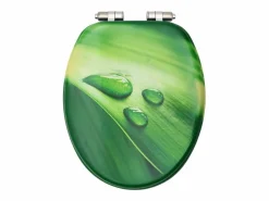 Best Helloshop26 Asiento de inodoro con tapa de cierre suave MDF con gotas de agua 02_0002935 Verde