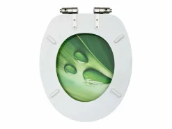 Best Helloshop26 Asiento de inodoro con tapa de cierre suave MDF con gotas de agua 02_0002935 Verde