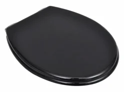 Helloshop26 Asiento de inodoro con tapa de cierre suave construcción de MDF 02_0002876 Negro