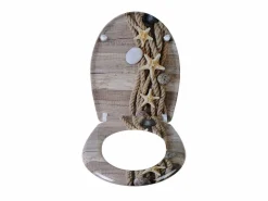 Clearance Asiento de inodoro de cuerda de cáñamo Duroplast con diseño de estrella de mar mecanismo de cierre suave y cierres rápidos 19_0000724 Tapa De Inodoro
