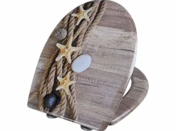 Clearance Asiento de inodoro de cuerda de cáñamo Duroplast con diseño de estrella de mar mecanismo de cierre suave y cierres rápidos 19_0000724 Tapa De Inodoro