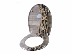 Clearance Asiento de inodoro de cuerda de cáñamo Duroplast con diseño de estrella de mar mecanismo de cierre suave y cierres rápidos 19_0000724 Tapa De Inodoro