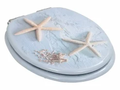 Asiento de inodoro de MDF con tapa de cierre suave diseño de estrella de mar 02_0002899 Tapa De Inodoro