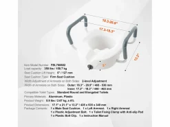 Sale Asiento de Inodoro Elevado SucceBuy, Altura 12,7 cm, Capacidad 158 kg, Ancho Ajustable 48,1 a 55,9 cm, Blanco