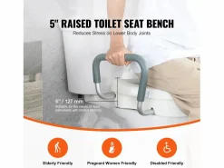 Sale Asiento de Inodoro Elevado SucceBuy, Altura 12,7 cm, Capacidad 158 kg, Ancho Ajustable 48,1 a 55,9 cm, Blanco