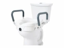 Sale Asiento de Inodoro Elevado SucceBuy, Altura 12,7 cm, Capacidad 158 kg, Ancho Ajustable 48,1 a 55,9 cm, Blanco
