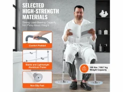 Clearance Asiento de Inodoro Elevado SucceBuy, Ajuste de Altura en 7 Posiciones, 158,7 kg, Estructura de Aluminio Tapa De Inodoro