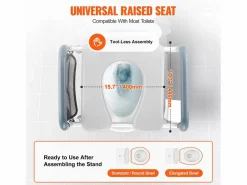 Clearance Asiento de Inodoro Elevado SucceBuy, Ajuste de Altura en 7 Posiciones, 158,7 kg, Estructura de Aluminio Tapa De Inodoro