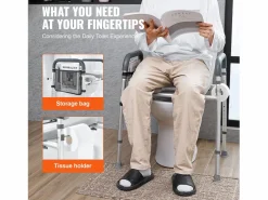 Clearance Asiento de Inodoro Elevado SucceBuy, Ajuste de Altura en 7 Posiciones, 158,7 kg, Estructura de Aluminio Tapa De Inodoro