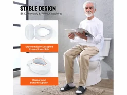 Clearance Asiento de inodoro elevado SucceBuy 10 cm, instalación rápida, plástico resistente, capacidad 136 kg, universal e higiénico Tapa De Inodoro