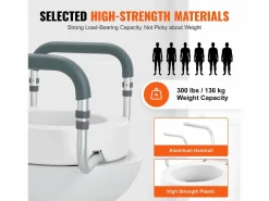 Asiento de Inodoro Elevado SucceBuy, 88,9 mm de Altura, Capacidad 136 kg, Barandillas de Aluminio,