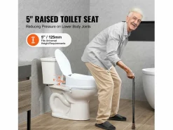New Asiento de Inodoro Elevado SucceBuy, 12,7 cm de Altura, Capacidad de 136 kg, Elevador Universal, Blanco