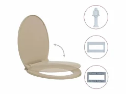 Helloshop26 Asiento de inodoro ovalado con tapa de cierre suave 02_0002921 Beige