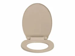 Helloshop26 Asiento de inodoro ovalado con tapa de cierre suave 02_0002921 Beige