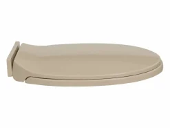 Helloshop26 Asiento de inodoro ovalado con tapa de cierre suave 02_0002921 Beige