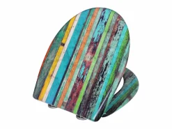 Clearance Helloshop26 Asiento de inodoro retro de Duroplast con mecanismo de cierre suave y cierre rápido 19_0000713 Multicolor