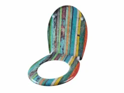 Clearance Helloshop26 Asiento de inodoro retro de Duroplast con mecanismo de cierre suave y cierre rápido 19_0000713 Multicolor