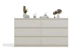TOPESHOP ASTER - Cómoda grande dormitorio salón oficina - 6 cajones - 138x40x75cm - 6 cajones - estilo escandinavo Beige