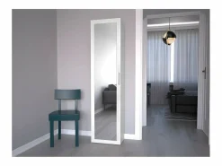 TOPESHOP ATARA - Armario recibidor con espejo grande - 180x50x35 cm - Dos baldas + barra para colgar - Mueble de entrada