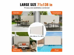 Auvent Laterales Retractil SucceBuy, 180 x 350 cm, Escreen de Privacidad para Terraza y Separador de Valla,