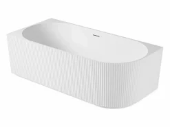 Discount Bañera acrílica acanalada semi-isla blanca 170cm - Esquina izquierda STRIA Bañera Rinconera|Bañera Semi Exenta