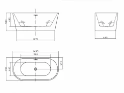Hot Shower & Design Bañera acrílica blanca, 255L, 180 x 75 x 58 cm, DIVINA Blanco