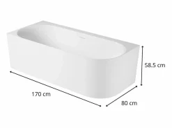 Outlet Bañera acrílica semiexenta blanca de 170 cm - Esquina izquierda FORMA Blanco